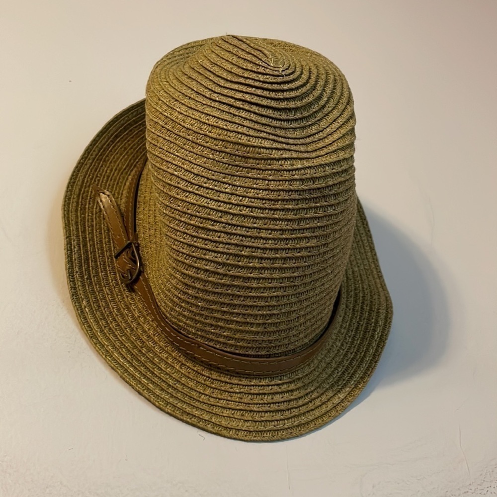 Nordstrom Cloche Fedora Woven 100% Paper Hat With Buckle Band OS